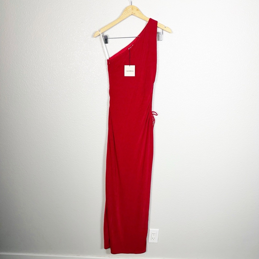 Superdown NWT Victoria One Shoulder Cut Out Maxi Dress Gown Size Small Red Sexy